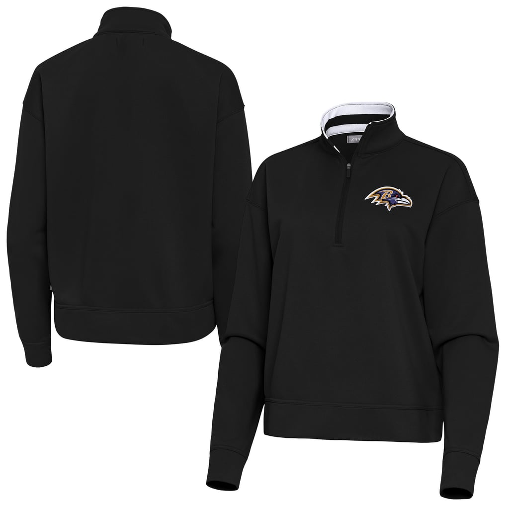 Baltimore Ravens Antigua Women's Goddess Quarter-Zip Pullover - Black