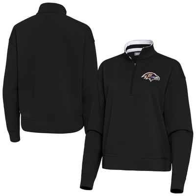 Baltimore Ravens Antigua Women's Goddess Quarter-Zip Pullover - Black