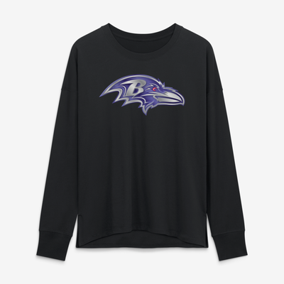 Baltimore Ravens Women's Forged Mascot Long Sleeve T-Shirt - Black