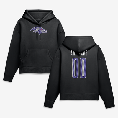 Baltimore Ravens Women's Forged Mascot Personalized Name & Number Hoodie - Black