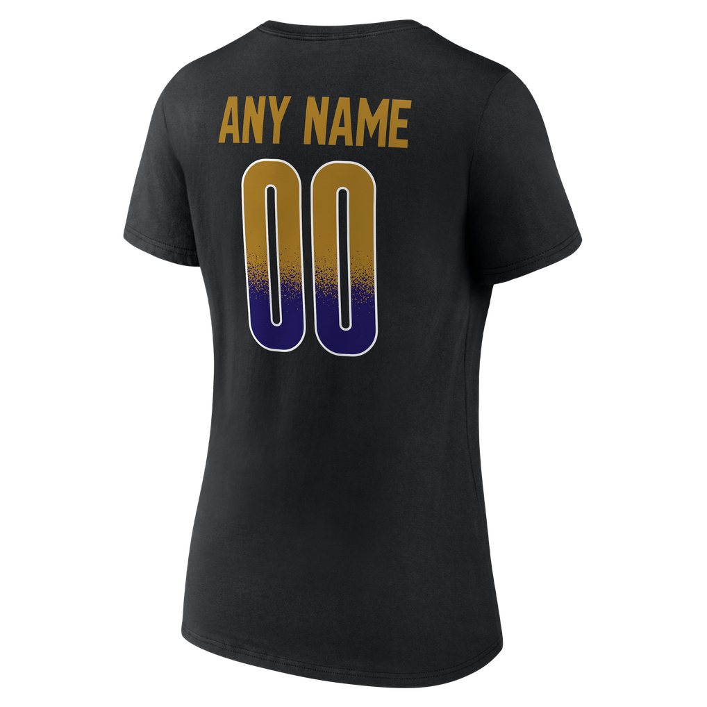 Baltimore Ravens Women's Home Field Pop Personalized Name & Number V-Neck T-Shirt - Black