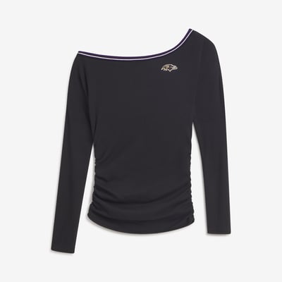  Baltimore Ravens Off Season x NFL Women's Off The Shoulder Long Sleeve Top - Black