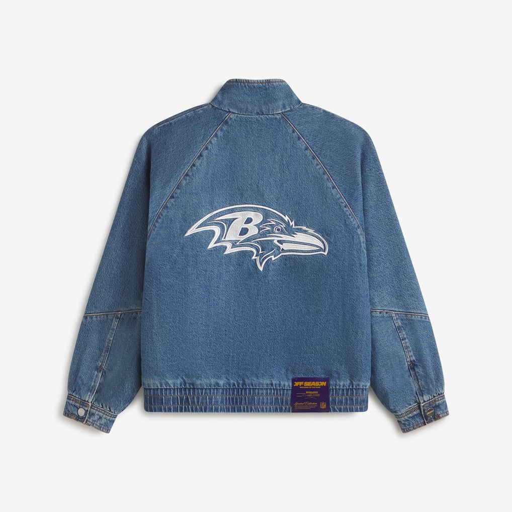 Baltimore Ravens Off Season Women's Oversized Denim Jacket - Blue