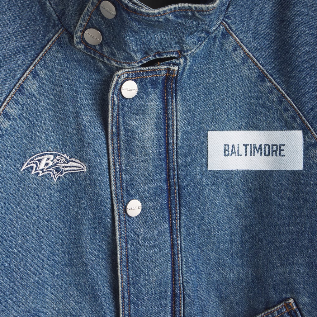 Baltimore Ravens Off Season Women's Oversized Denim Jacket - Blue