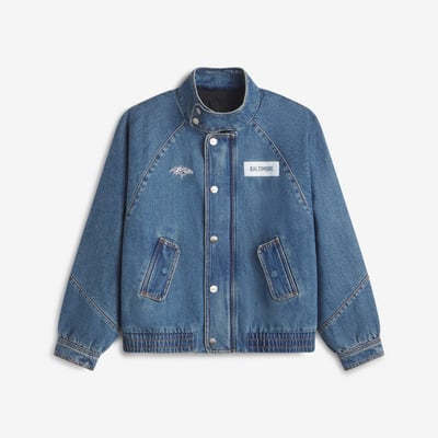 Baltimore Ravens Off Season Women's Oversized Denim Jacket - Blue