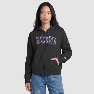  Baltimore Ravens Champion Women's Contrast Liner Full-Zip Hoodie - Black