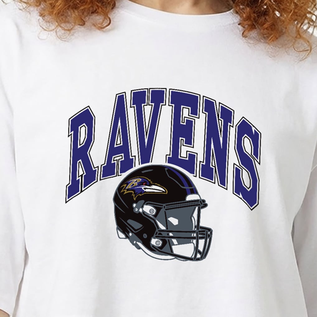  Baltimore Ravens Champion Women's Boyfriend Cropped T-Shirt - White