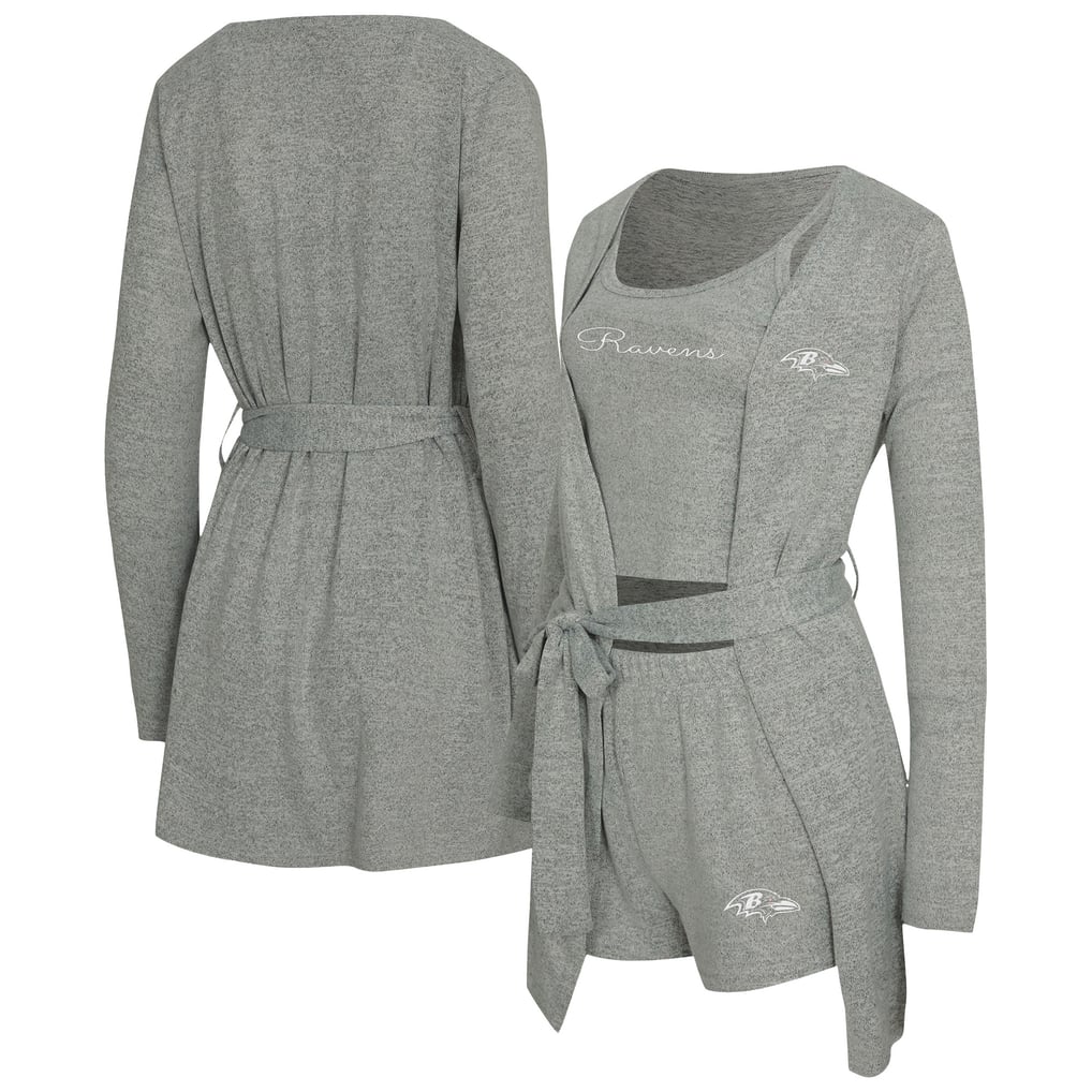  Baltimore Ravens Concepts Sport Women's Rigor Tank, Short & Robe Set - Heather Gray