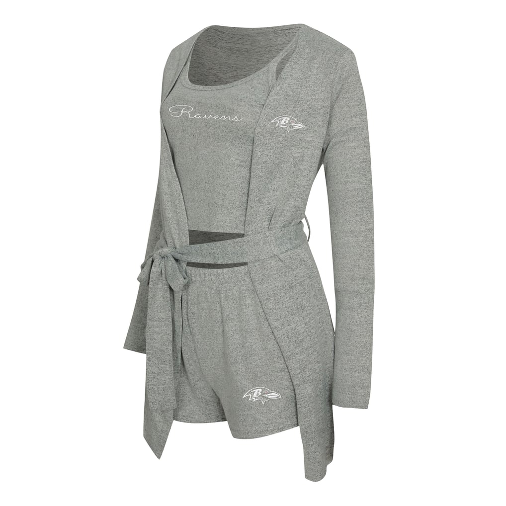  Baltimore Ravens Concepts Sport Women's Rigor Tank, Short & Robe Set - Heather Gray