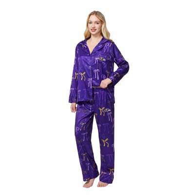  Baltimore Ravens Concepts Sport Women's Poppy Satin Long Sleeve Top and Pants Sleep Set - Purple