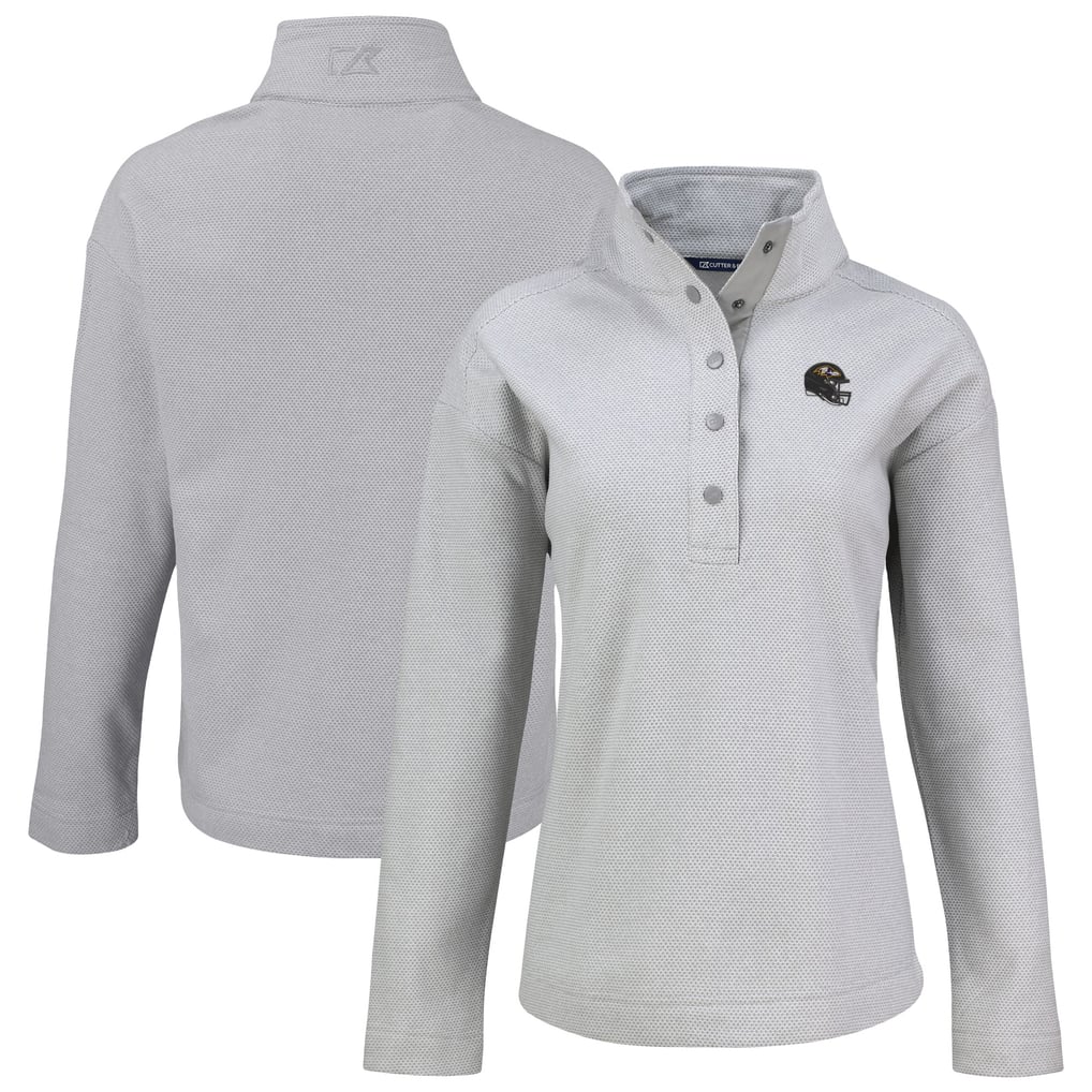  Baltimore Ravens Cutter & Buck Women's Hunts Point Eco Half-Snap Sweatshirt - Gray