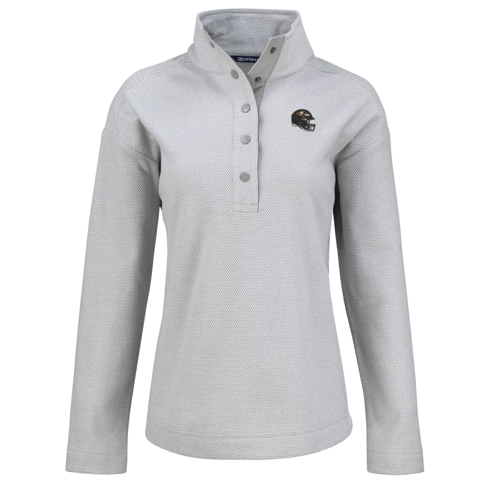  Baltimore Ravens Cutter & Buck Women's Hunts Point Eco Half-Snap Sweatshirt - Gray