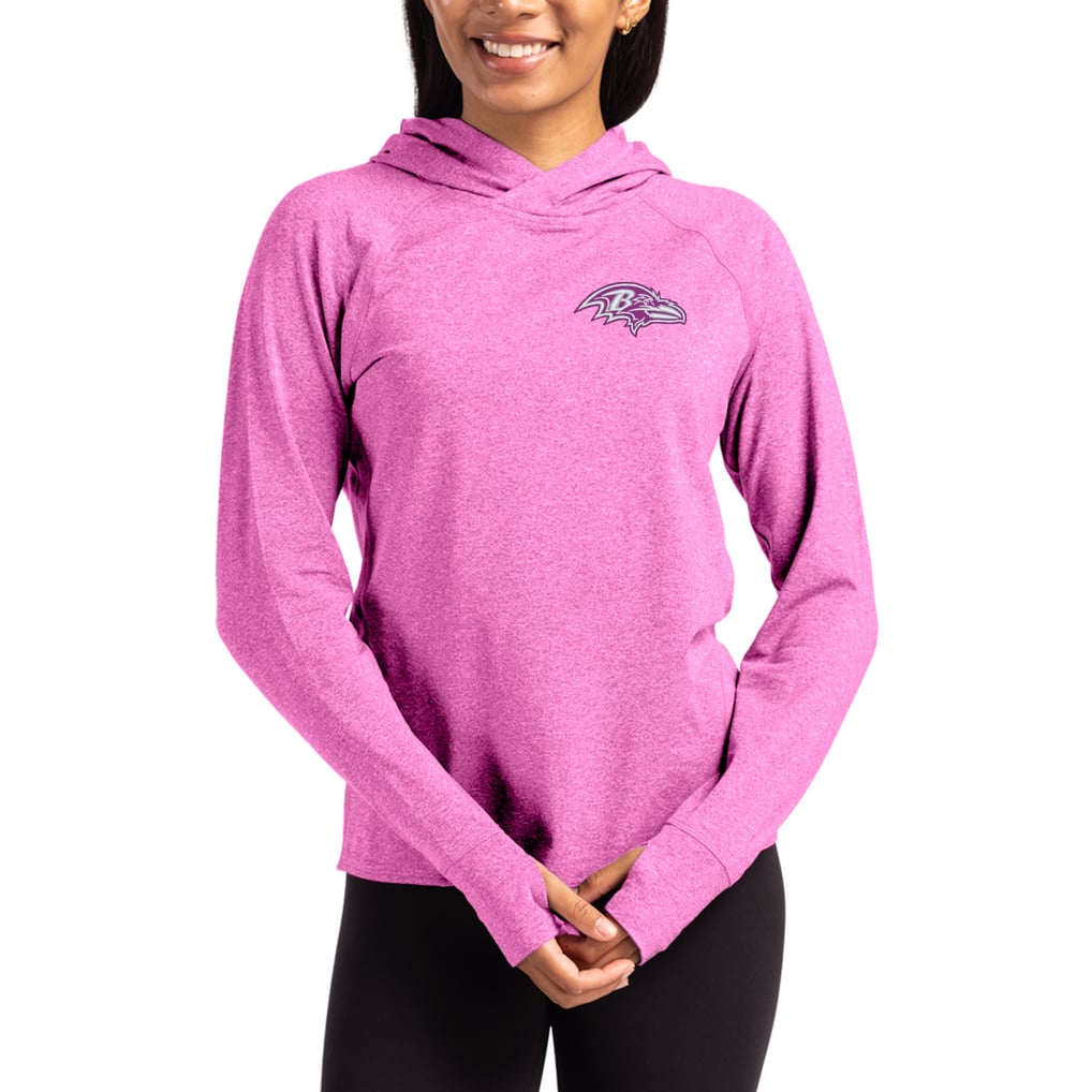Baltimore Ravens Cutter & Buck Women's Tonal Logo Adapt Knit Recycled Raglan Pullover Hoodie - Pink