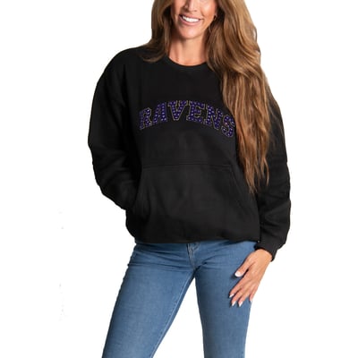 Baltimore Ravens FABGATING by Cuce Women's Chenille Jeweled Sweatshirt - Black