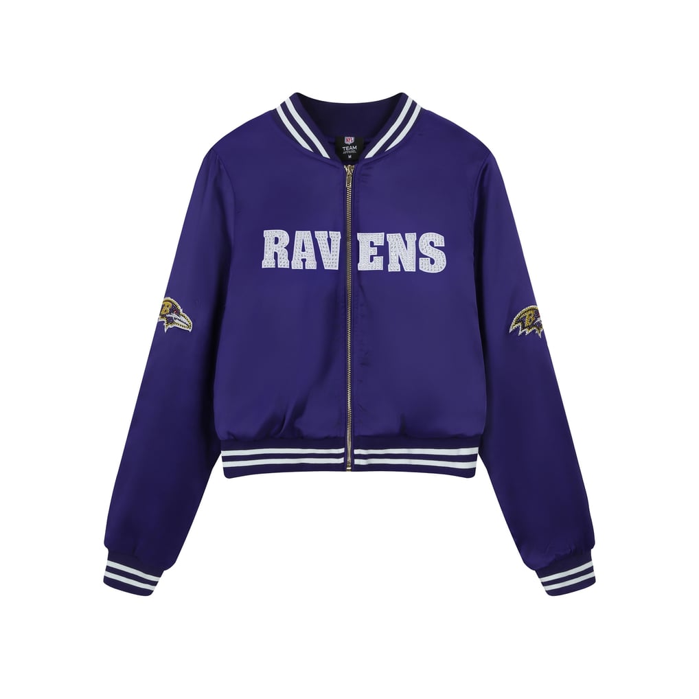 Baltimore Ravens FABGATING by Cuce Women's Cropped Team Full-Zip Bomber Jacket - Purple