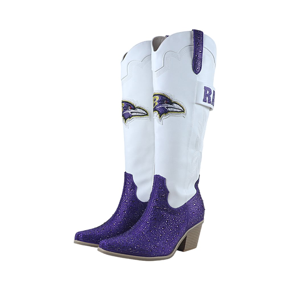  Baltimore Ravens FABGATING by Cuce Women's Crystal Cowboy Boots - White