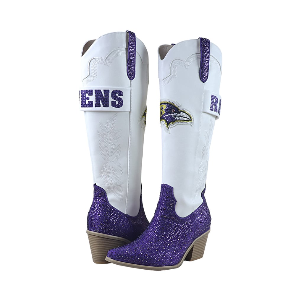  Baltimore Ravens FABGATING by Cuce Women's Crystal Cowboy Boots - White