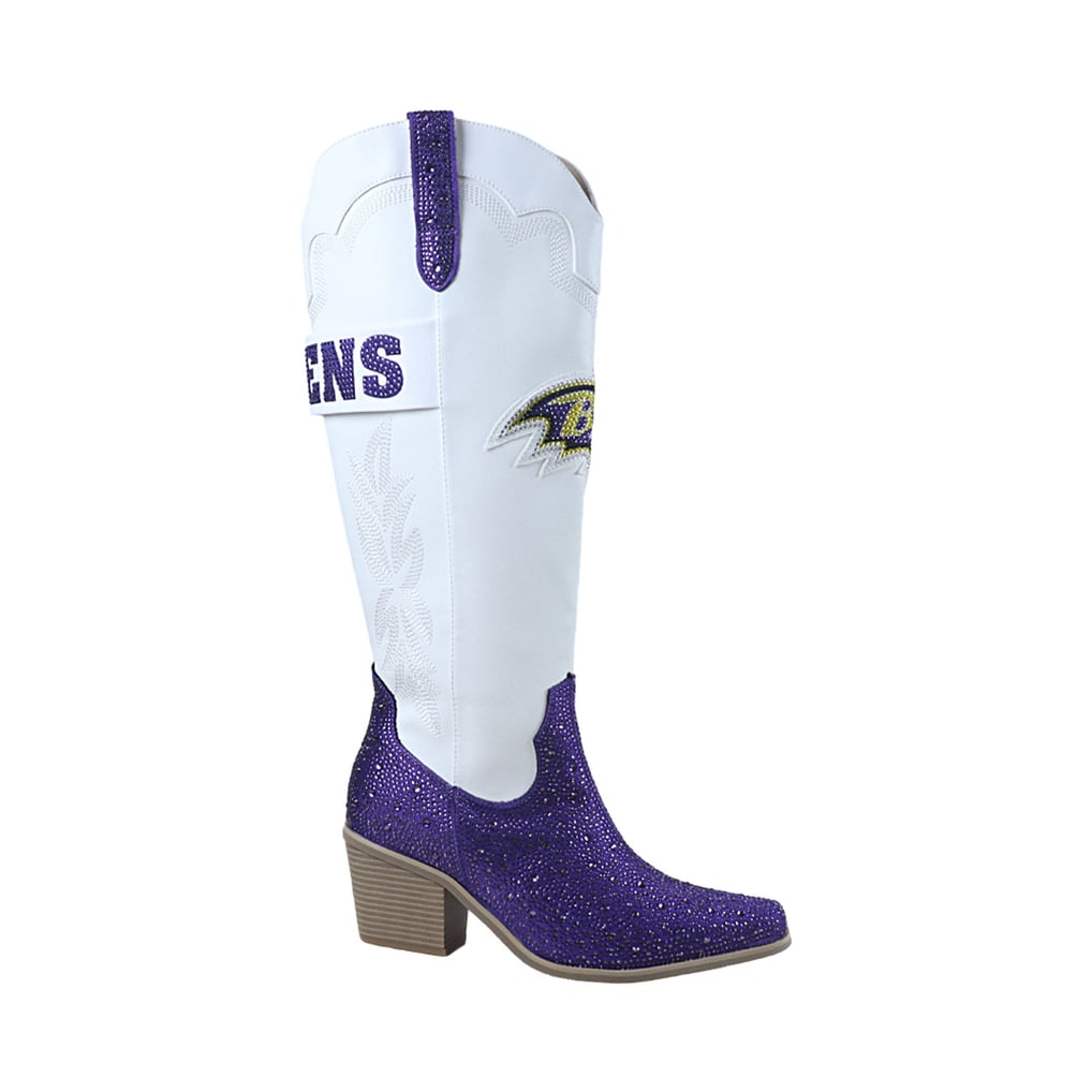  Baltimore Ravens FABGATING by Cuce Women's Crystal Cowboy Boots - White