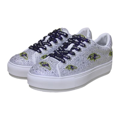  Baltimore Ravens FABGATING by Cuce Women's Crystal Team Logo Sneakers - White