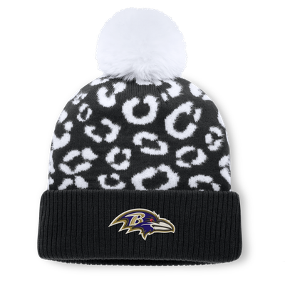 Baltimore Ravens Fanatics Women's Blur Cuffed Knit Hat with Pom - Black