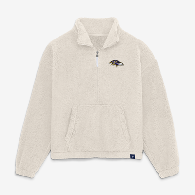 Baltimore Ravens Fanatics Women's Oversized Breakout Sherpa Half-Zip Pullover - Cream