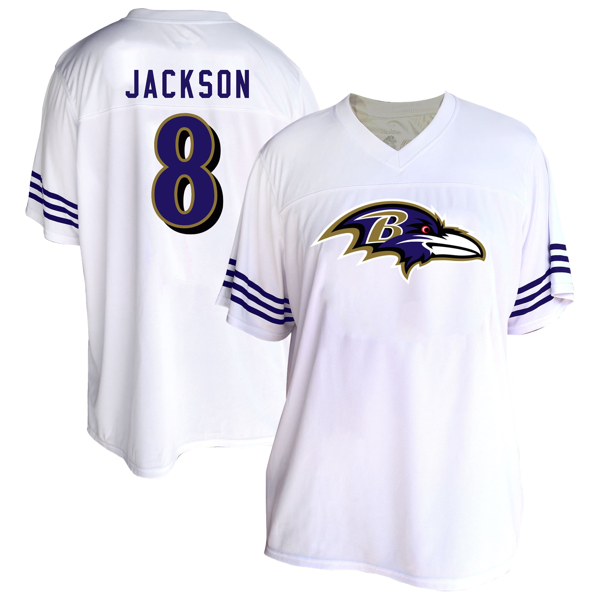 Women's Baltimore Ravens Lamar Jackson Fanatics White Plus Size