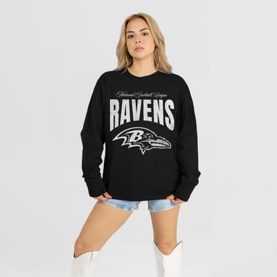 Baltimore Ravens Gameday Couture Women's Bold Ambition Oversized Long Sleeve T-Shirt - Black