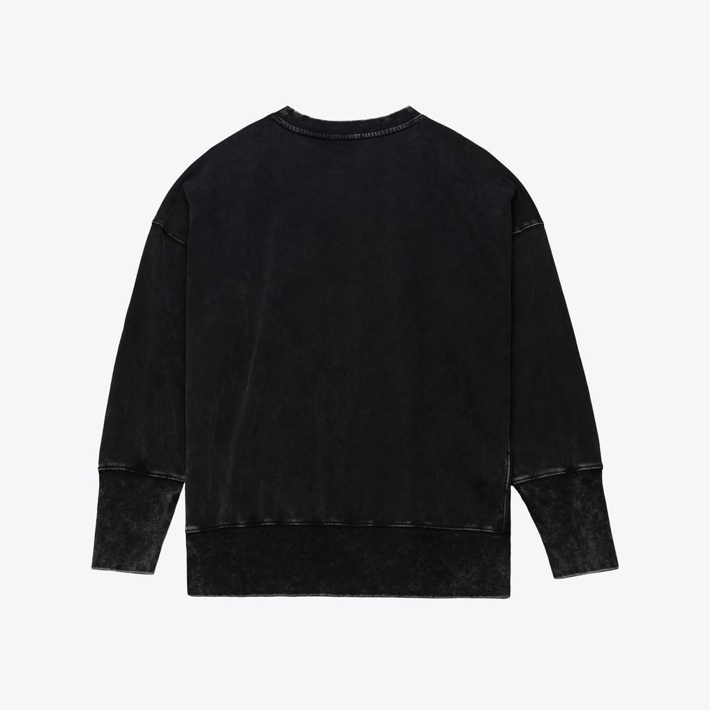  Baltimore Ravens Mitchell & Ness Women's Delineate Mineral Wash Crewneck Sweatshirt - Black