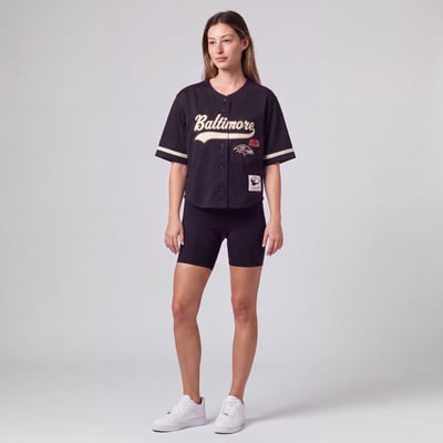 Baltimore Ravens Mitchell & Ness Women's Retro Roots Baseball Jersey - Black