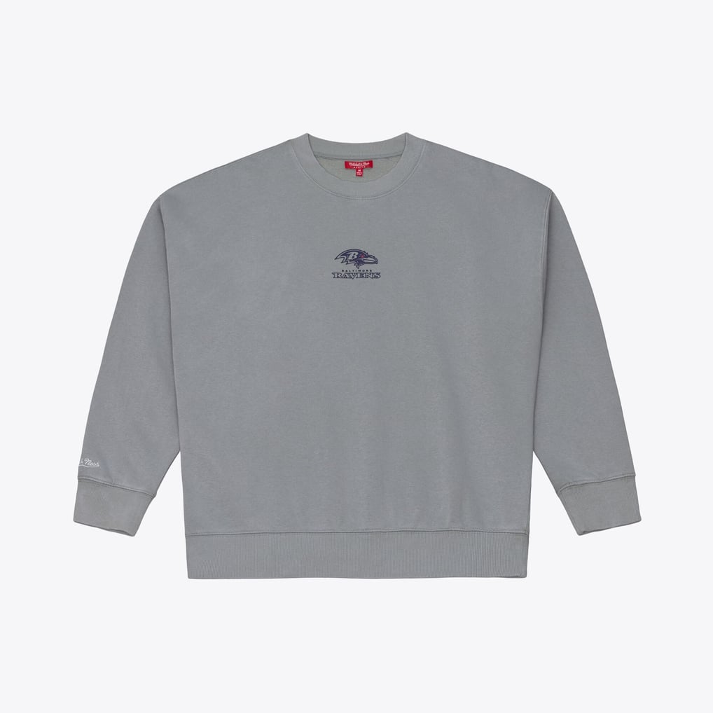 Baltimore Ravens Mitchell & Ness Women's Core Essentials Micro Logo Fleece Sweatshirt - Gray