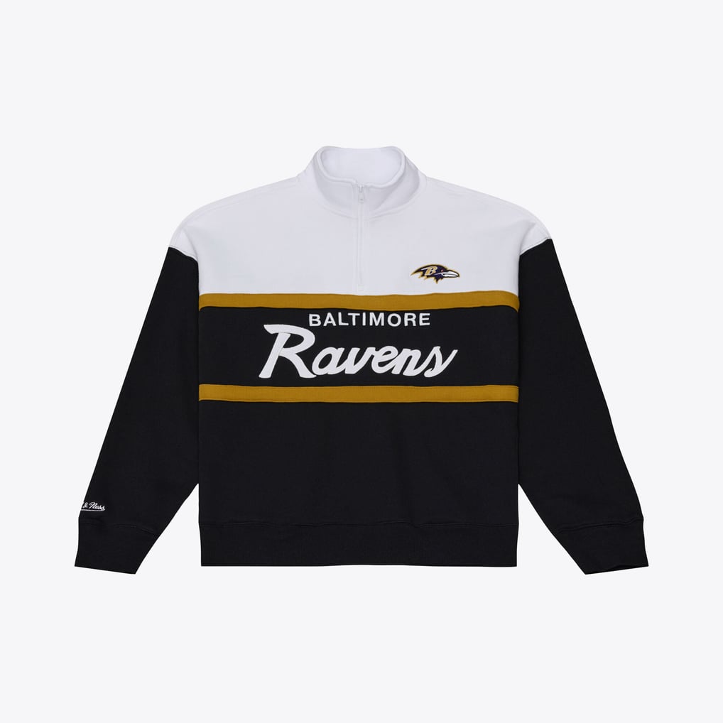  Baltimore Ravens Mitchell & Ness Women's Head Coach Quarter-Zip Pullover - Purple