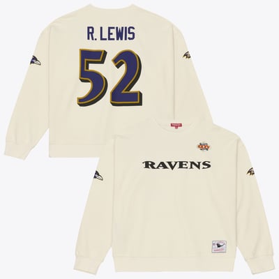 Ray Lewis Baltimore Ravens Mitchell & Ness Women's Retired Legend Name & Number Crewneck Sweatshirt - Cream
