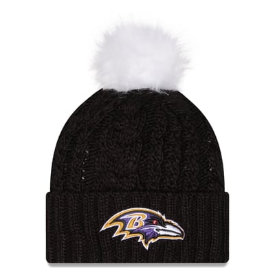Baltimore Ravens New Era Women's Single Knit Hat with Pom - Black