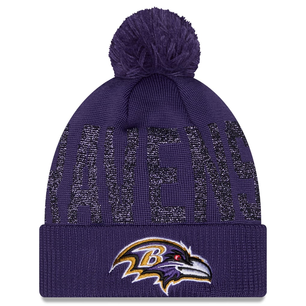 New Era Baltimore Ravens Women's Purple Shimmer Cuffed Knit Hat with Pom