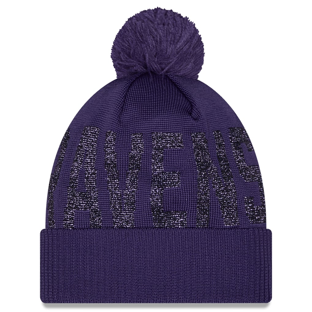New Era Baltimore Ravens Women's Purple Shimmer Cuffed Knit Hat with Pom