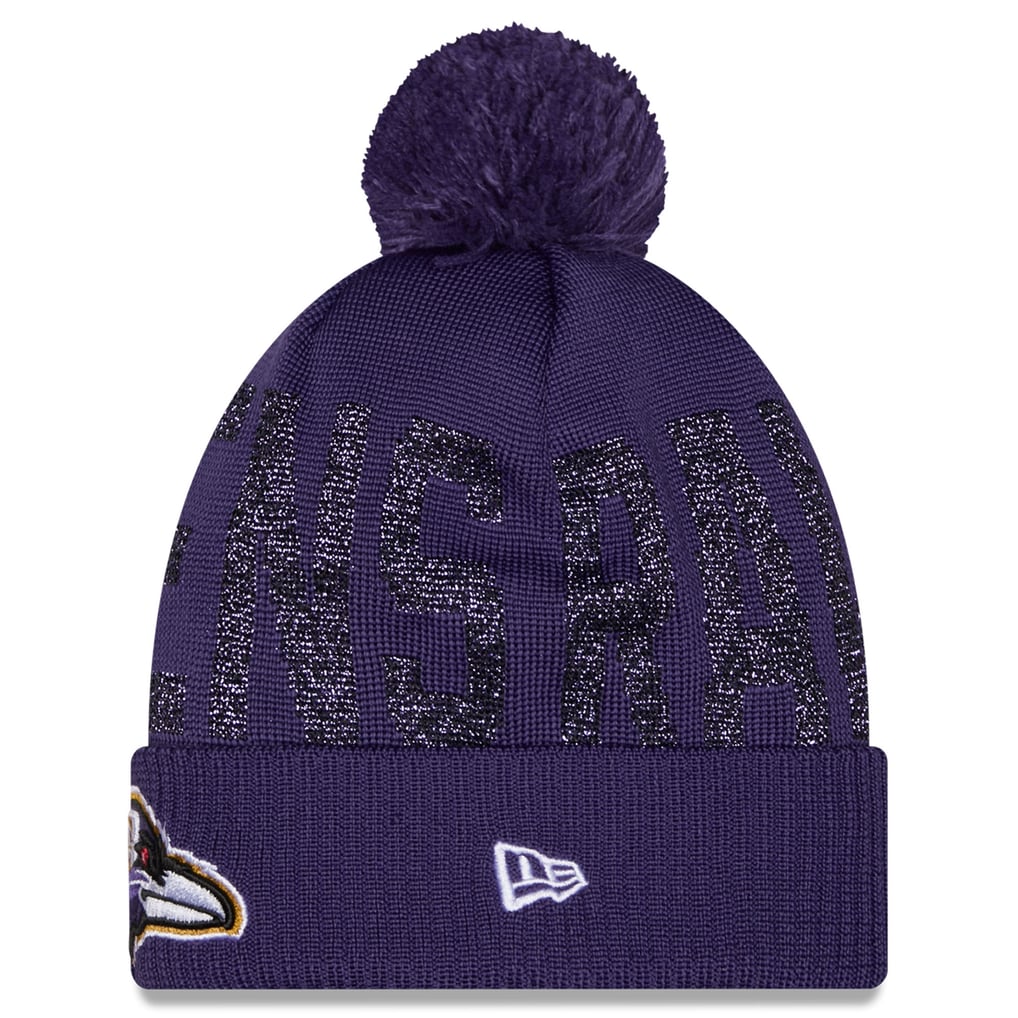 New Era Baltimore Ravens Women's Purple Shimmer Cuffed Knit Hat with Pom