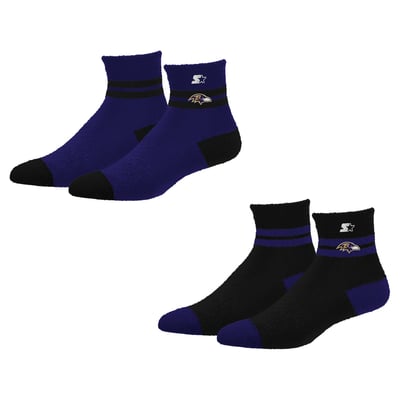 Baltimore Ravens Starter Women's Cozy Cuff Stripes Quarter-Length Plush Socks
