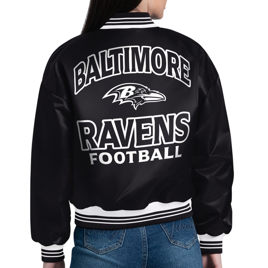 Baltimore Ravens Starter Women's Two-Tone Satin Varsity Jacket - Black
