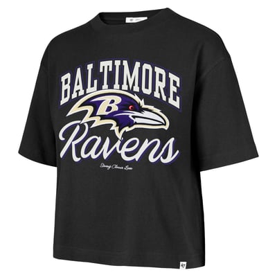 Baltimore Ravens Stoney Clover Lane x '47 Women's Script City Boxy Cropped T-Shirt - Black