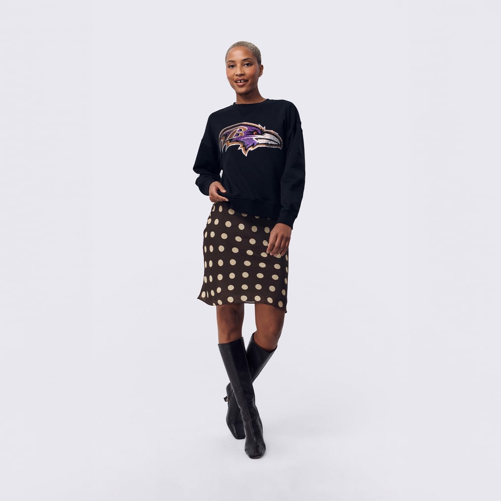  Baltimore Ravens Terez Women's Gemstone Logo Crew - Black