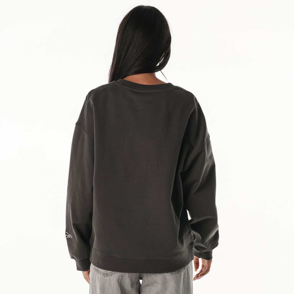  Baltimore Ravens The Wild Collective Women's Rock Crystal Oversized Crewneck Sweatshirt  - Charcoal