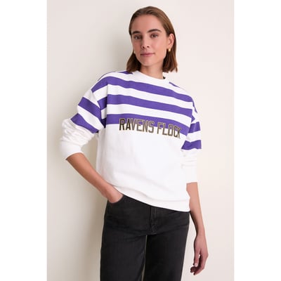 Baltimore Ravens Tuckernuck Women's Stripe Sweatshirt - White/Purple