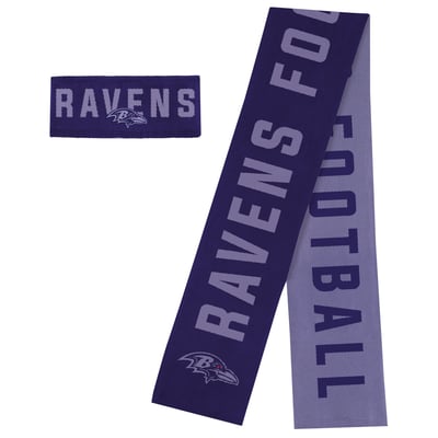  Baltimore Ravens WEAR by Erin Andrews Women's Reversible Team Color Tonal Headband & Scarf Set