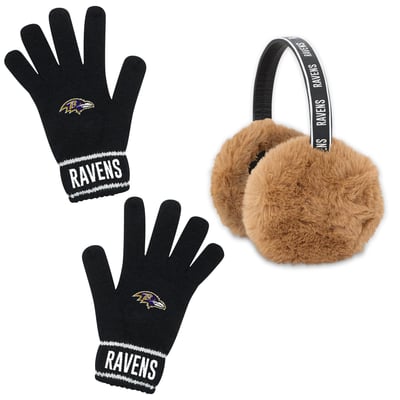  Baltimore Ravens WEAR by Erin Andrews Women's Ear Muff & Glove Set - Black