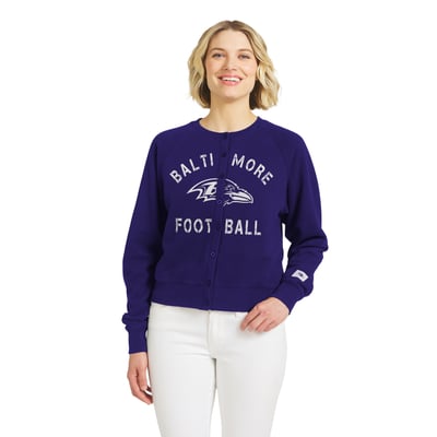  Baltimore Ravens WEAR by Erin Andrews Women's Heathered Crew Cardigan Sweater - Purple
