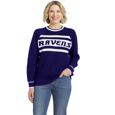  Baltimore Ravens WEAR by Erin Andrews Women's Raglan Shaker Sweater - Purple