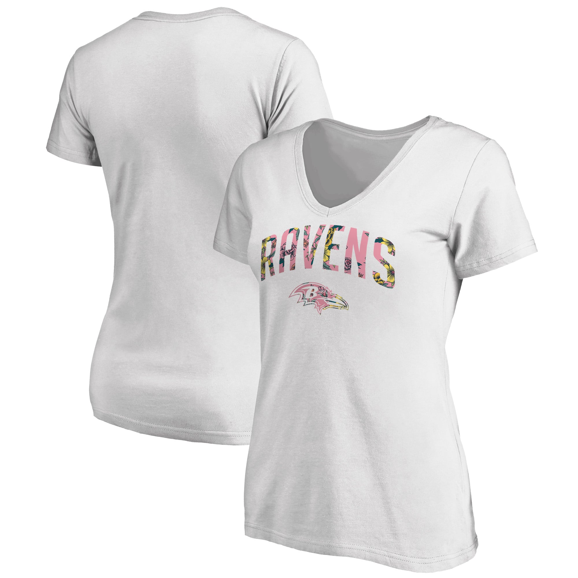 Women's White Baltimore Ravens Floral Arch T-Shirt