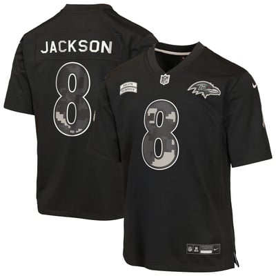 Lamar Jackson Baltimore Ravens Nike Youth 2026 Salute to Service Game Jersey  - Black