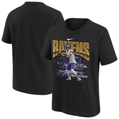 Lamar Jackson Baltimore Ravens Nike Youth Oversized Player T-Shirt - Black