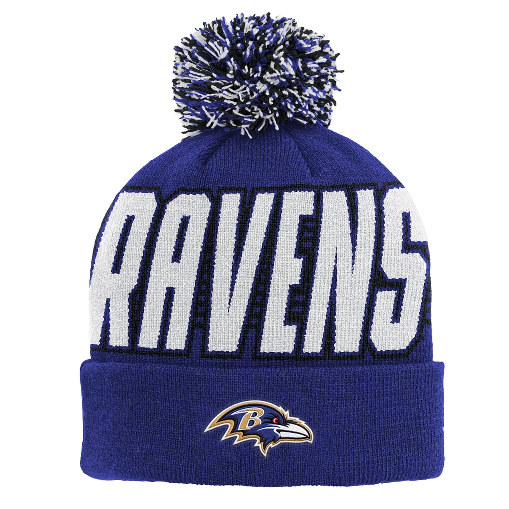 Baltimore Ravens Outerstuff Youth Cuffed Knit Hat with Pom - Purple
